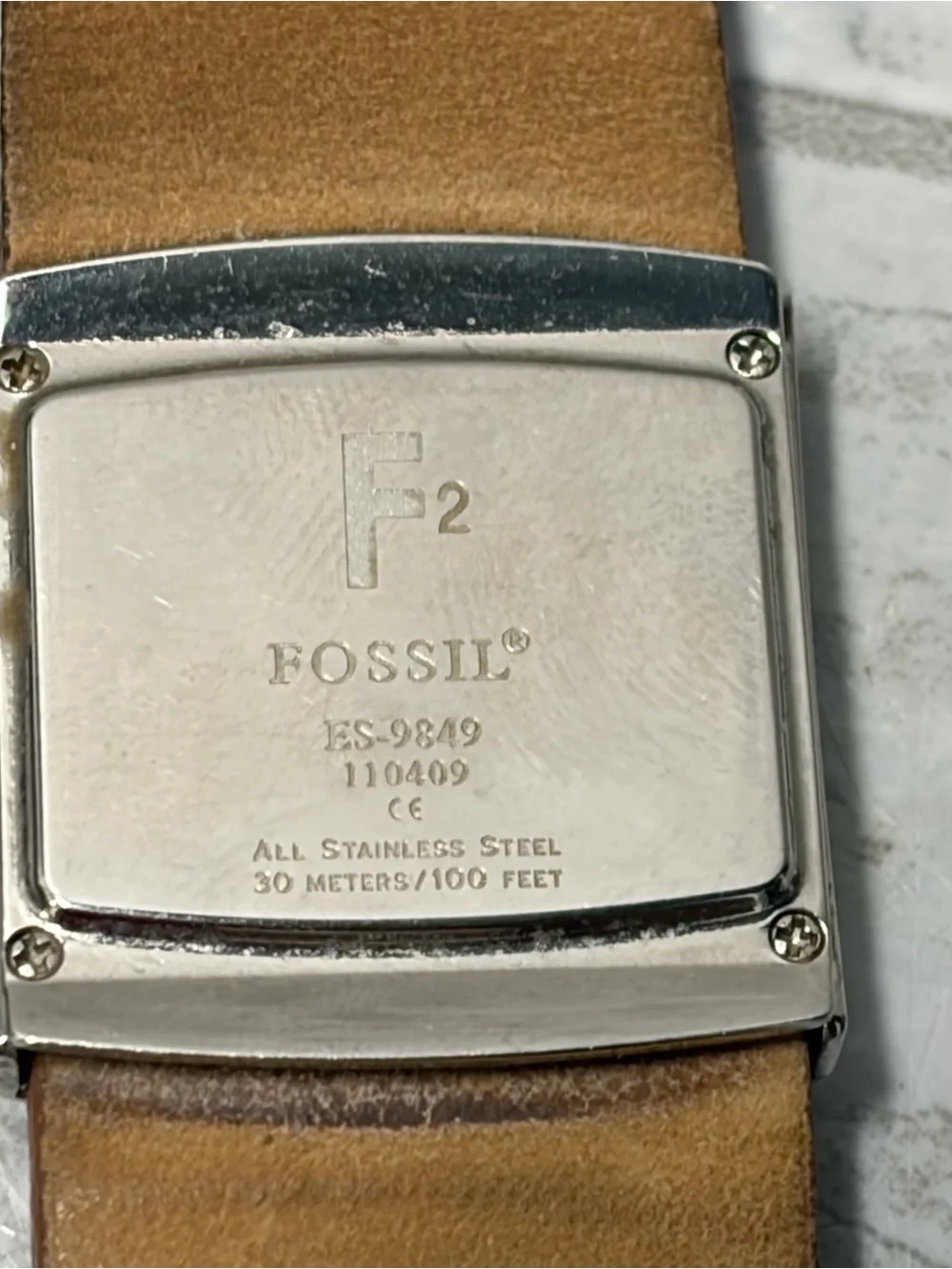 Fossil F2 Womens Watch Tan Leather All Stainless Steel  ES-9849